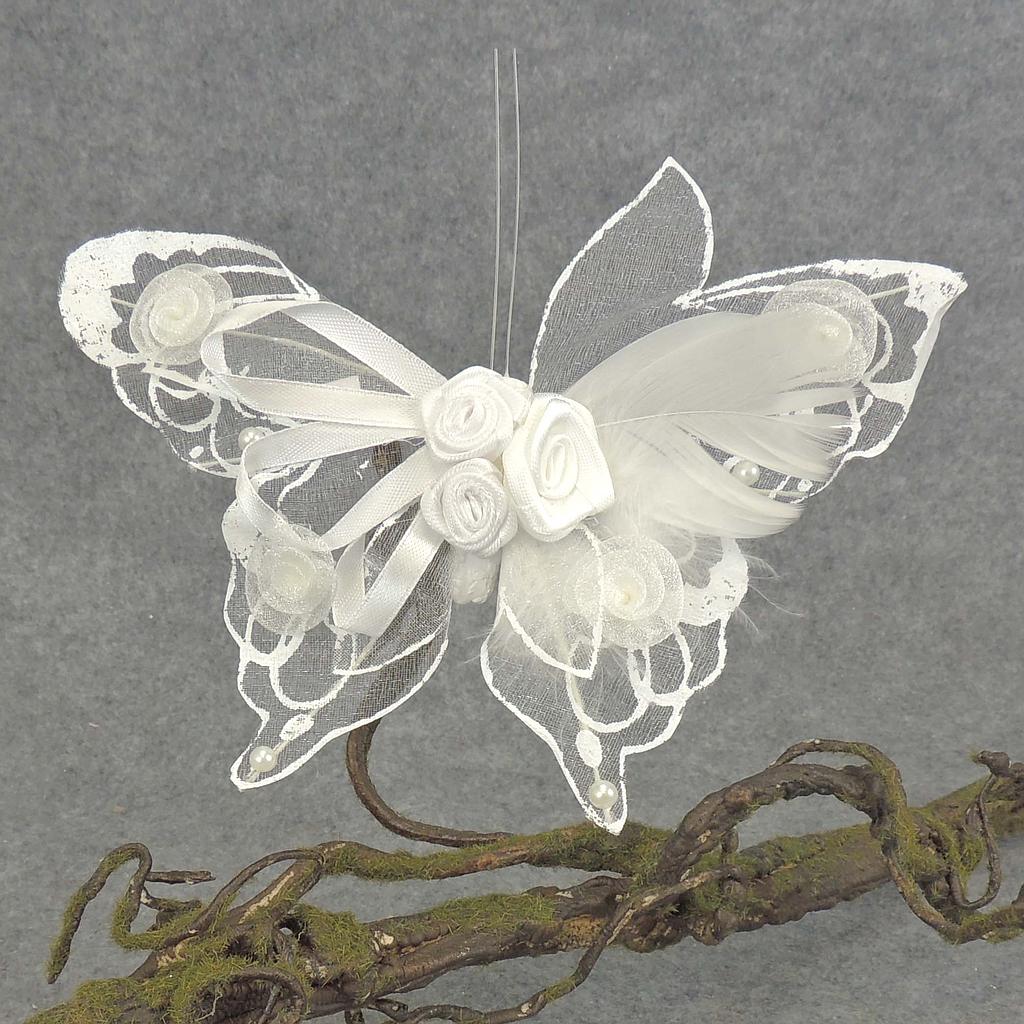 BUTTERFLY WHITE W/CLIP  6.5"