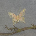 BUTTERFLY BURLAP 4.5" W/CLIP  GOLD