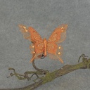 BUTTERFLY BURLAP 4.5" W/CLIP  ORANGE