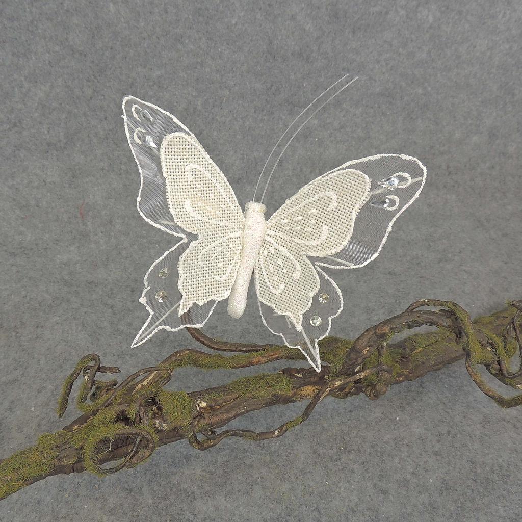4.5" BUTTERFLY BURLAP W/CLIP WHITE