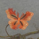BUTTERFLY BURLAP/FEATHER 6.5" W/CLIP  ORANGE