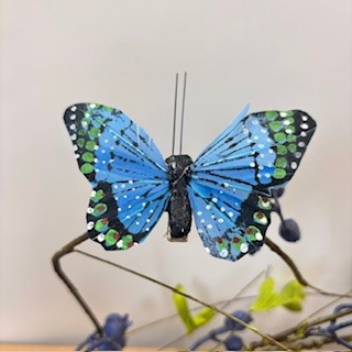 BUTTERFLY W/CLIP  4"  TEAL