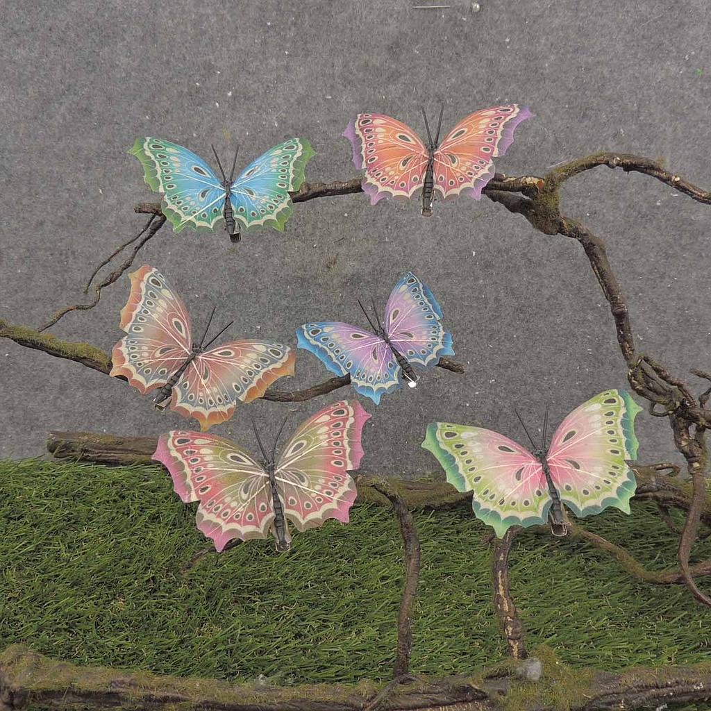 BUTTERFLY 3.5&quot; COLOR FADE CLIP 6/AST (FEATHER)