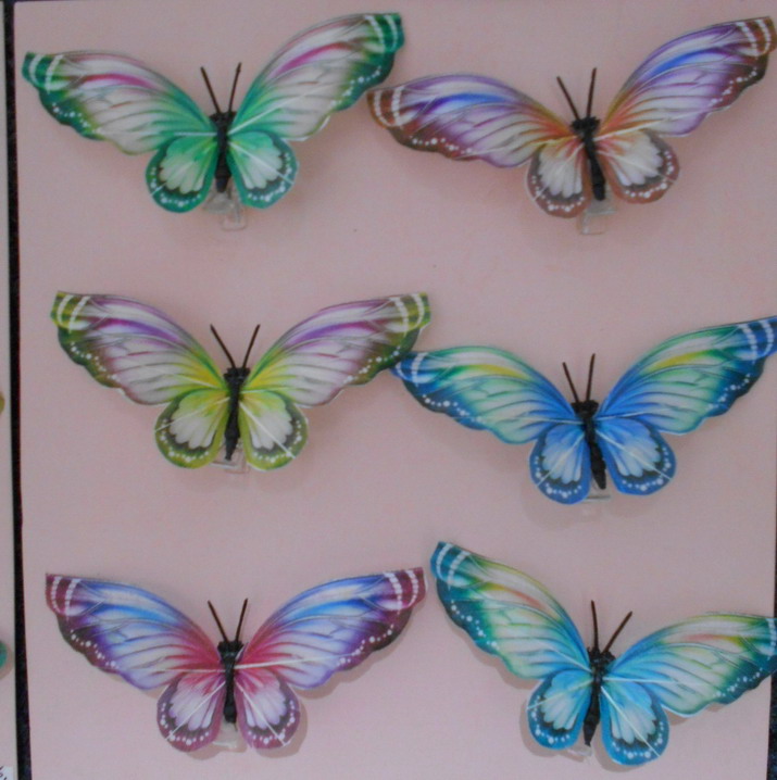 BUTTERFLY 3.5" WATERCOLOR 6/AST W/CLIP (FEATHER)