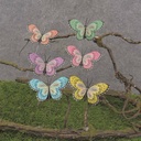 BUTTERFLY 3.5"  6/AST ON WIRE (SPOTTED FEATHER)