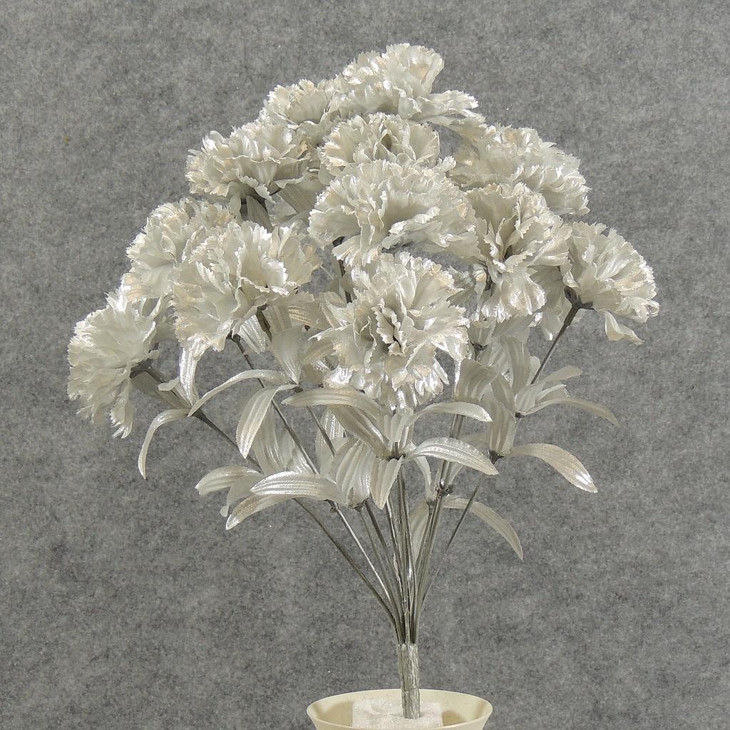 [S60079-SIL] CARNATION BUSH METALLIC SILX14