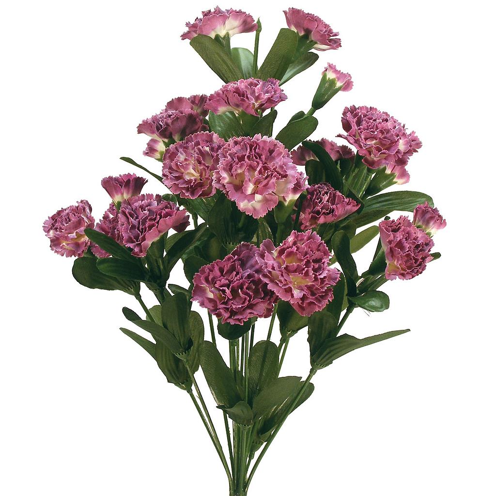 CARNATION BUD BUSH X 14  PLUM/CREAM