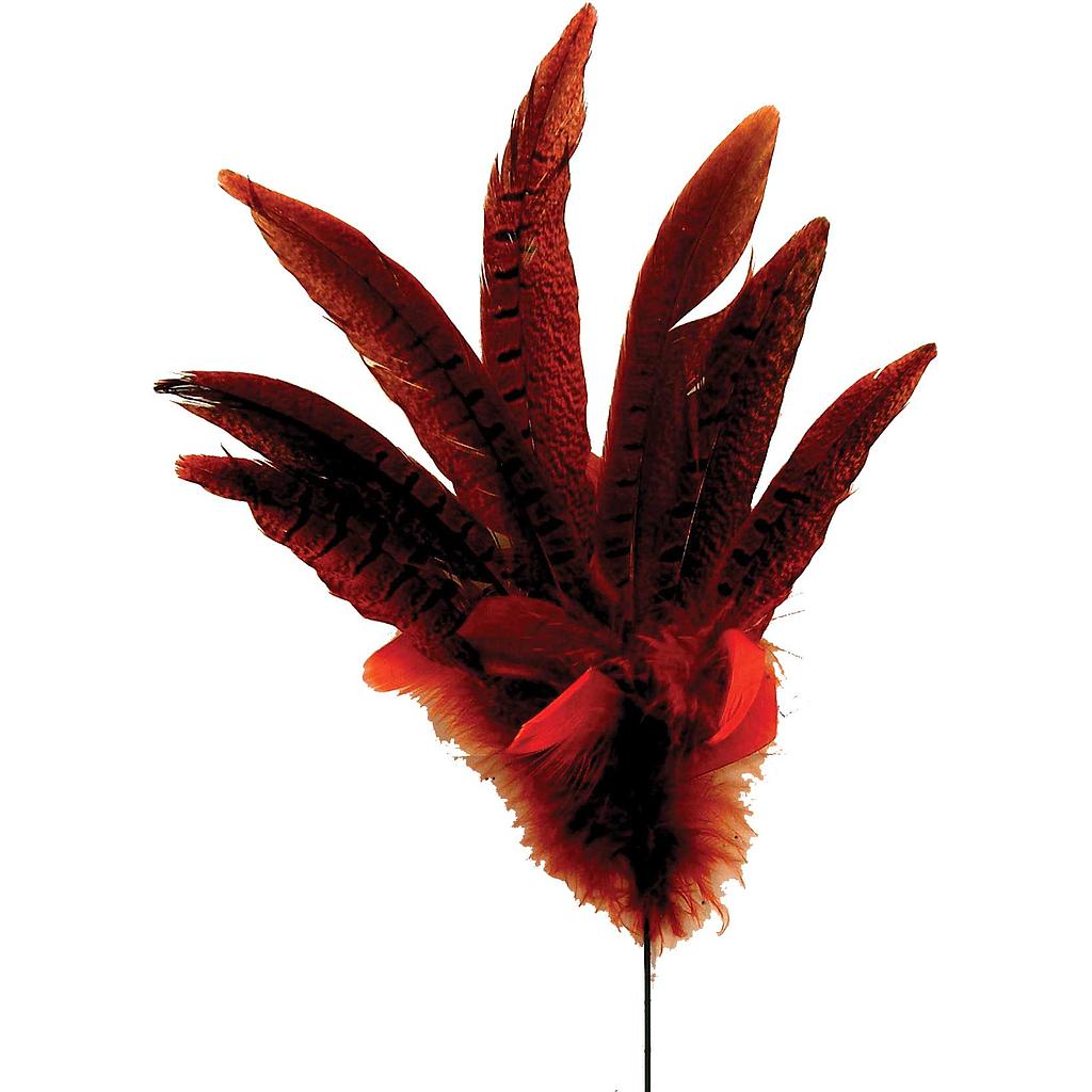 6"-8" FEATHER FAN PICK X7 RED 12 PCS PER BAG