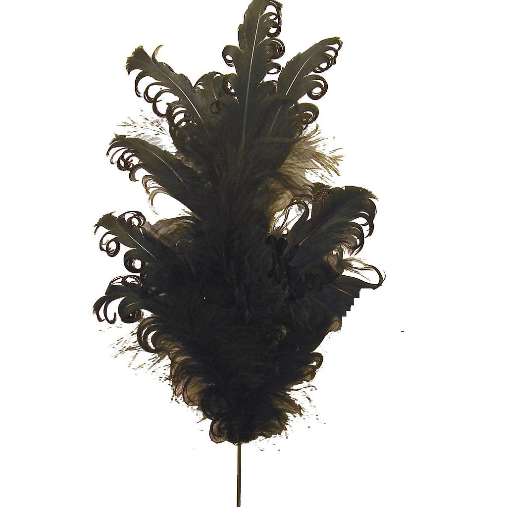 20" CURLY FEATHER SPRAY W/MICA  BLACK