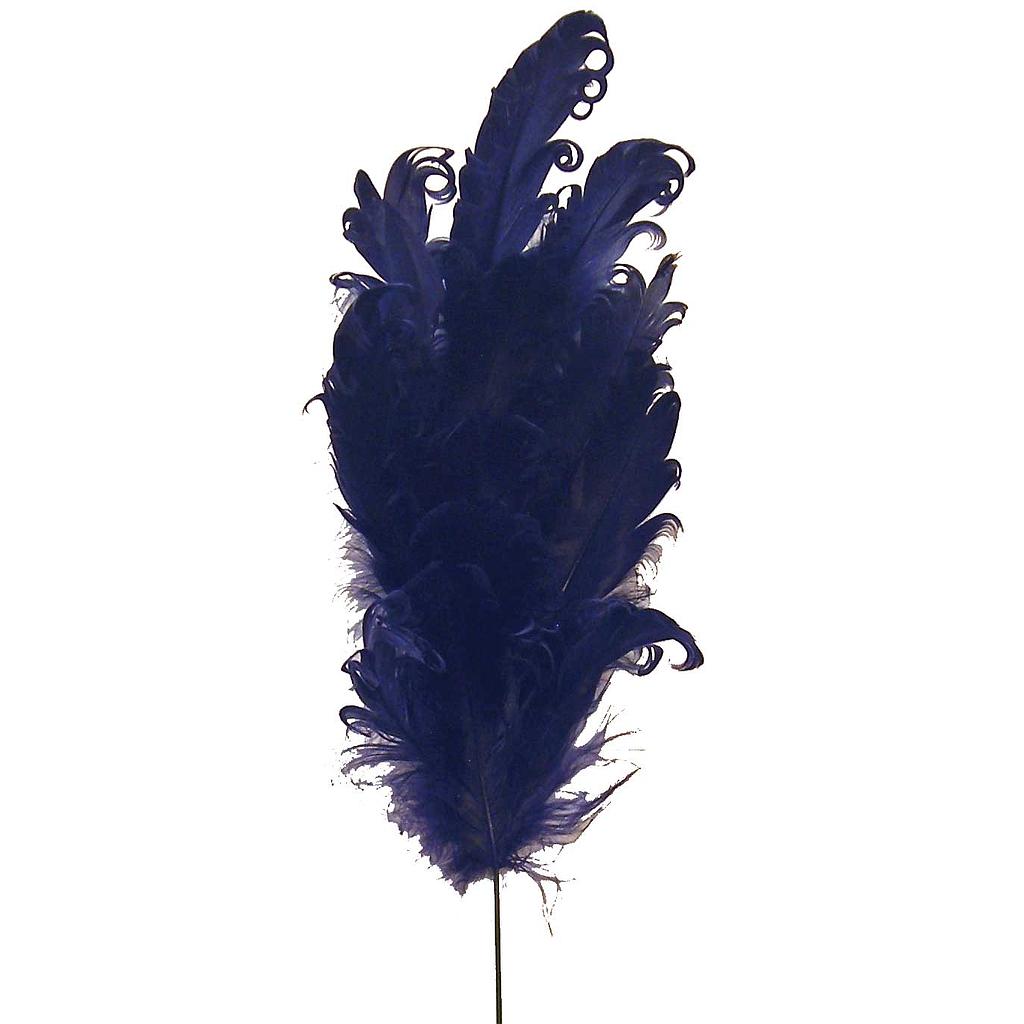 20" CURLY FEATHER SPRAY W/MICA  BLUE
