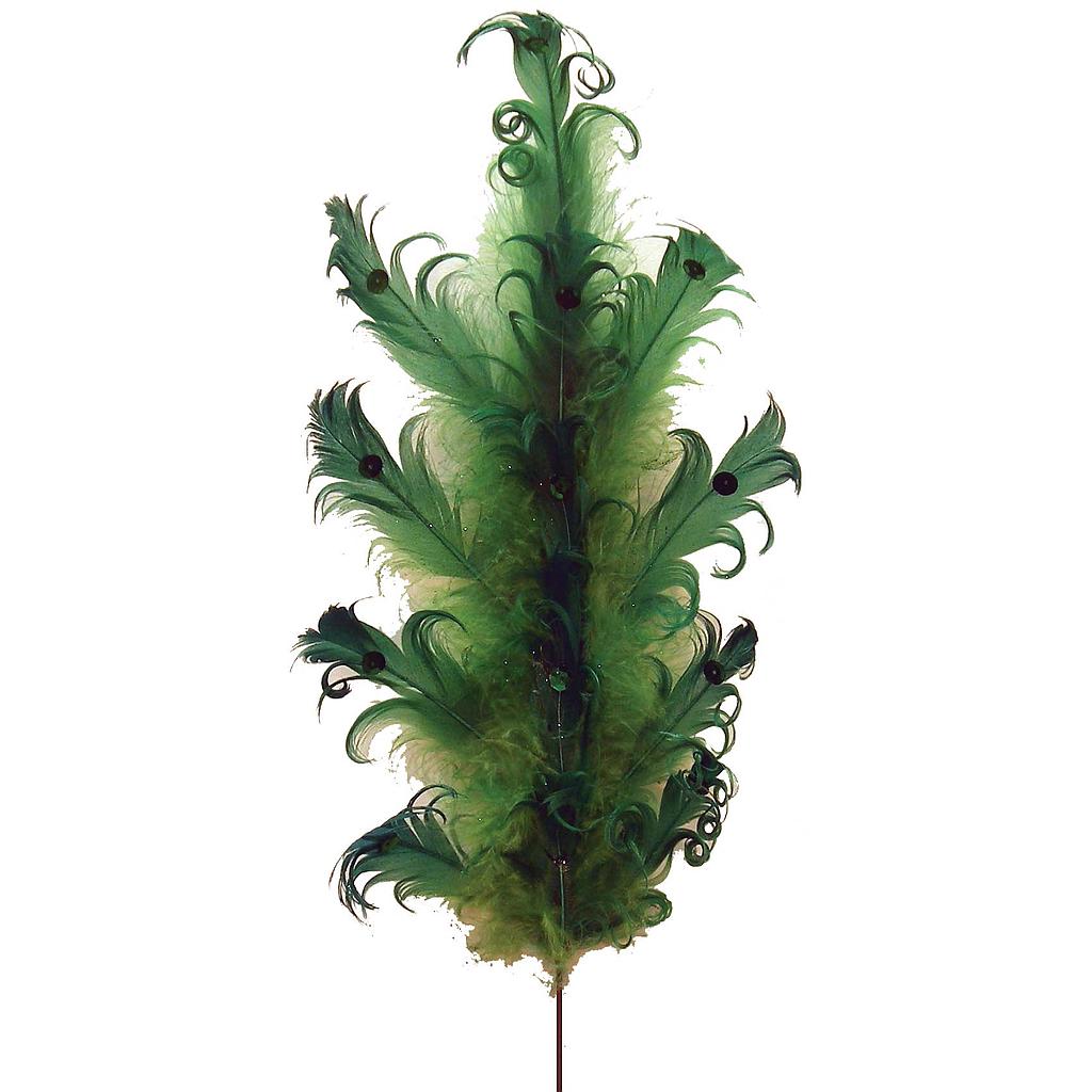 20" CURLY FEATHER SPRAY W/MICA  GREEN