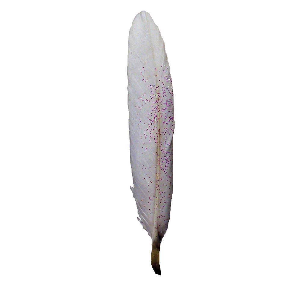 [BF42-WHT] 4" WHITE GLITTER FEATHERS