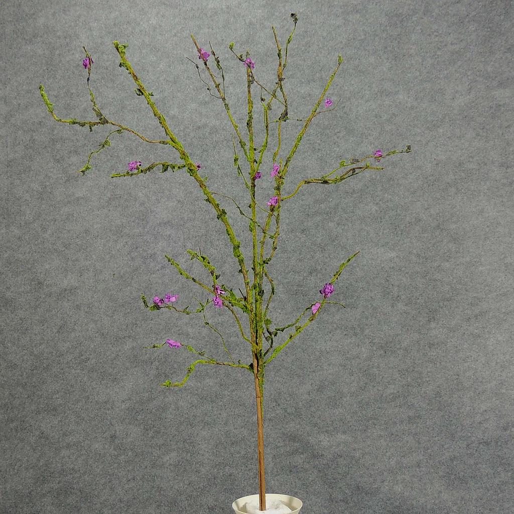 34" TWIG MOSS SPRAY W/PURPLE BLOSSOMS
