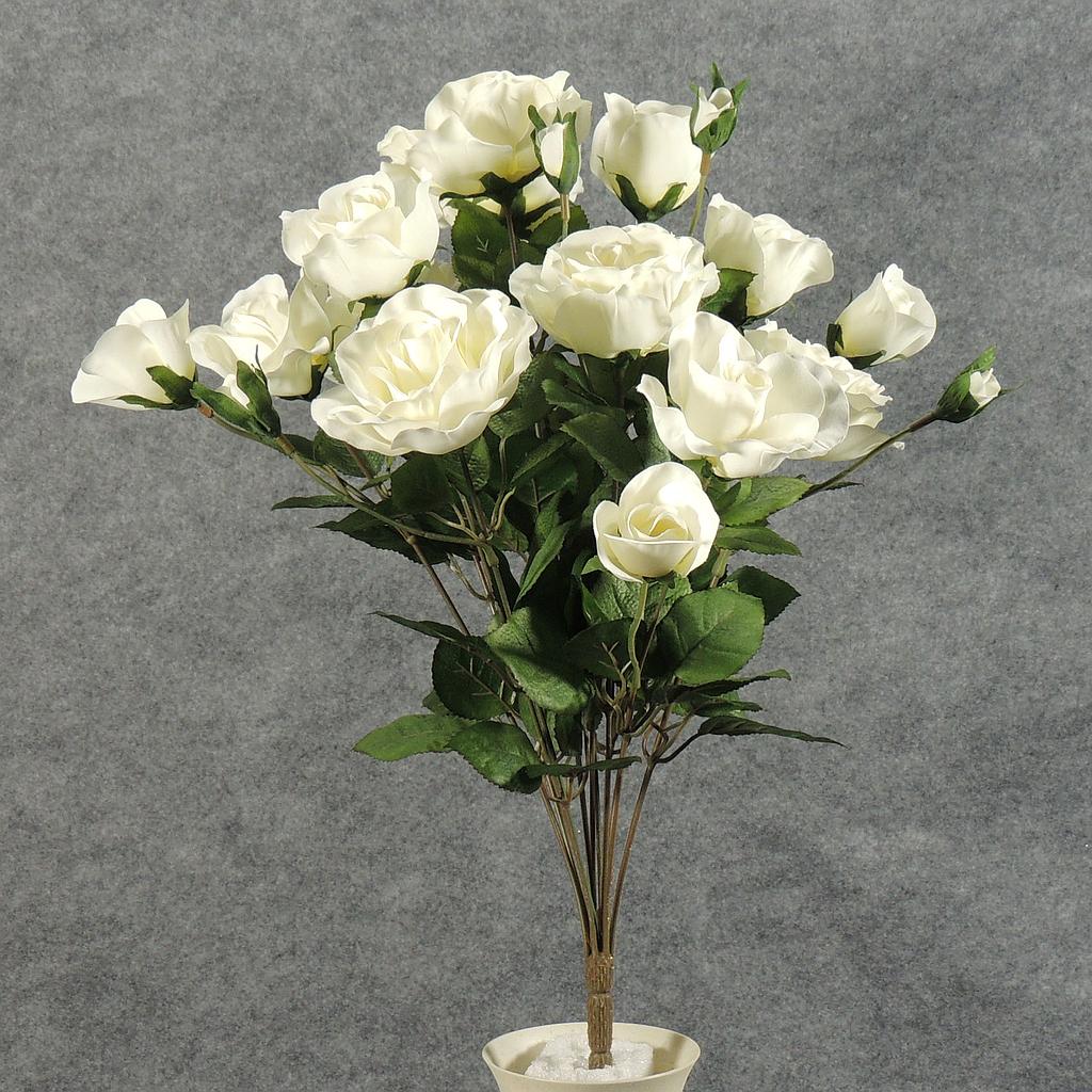 ROSE 21" w/BUD BUSH X 12 WHITE