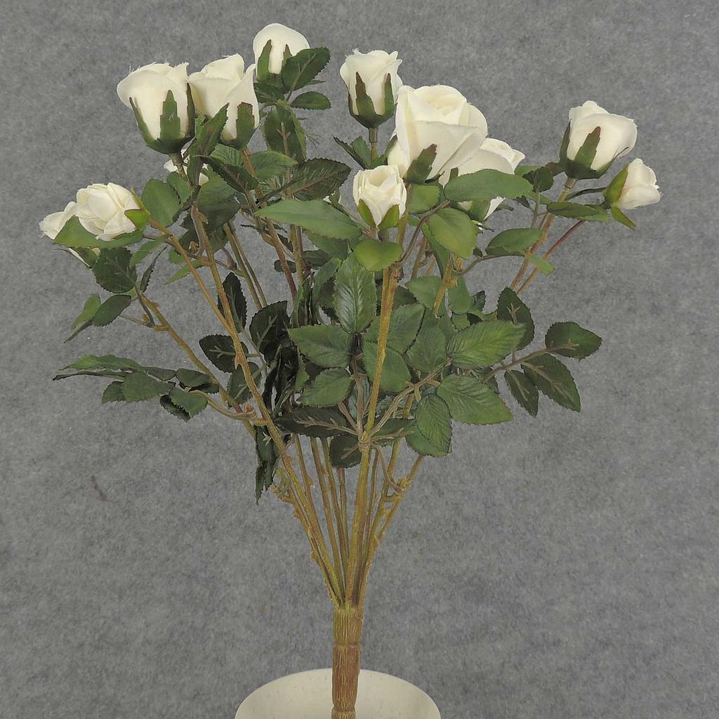 [S5265-CRM] ROSE BUSH MINI   X11    CREAM
