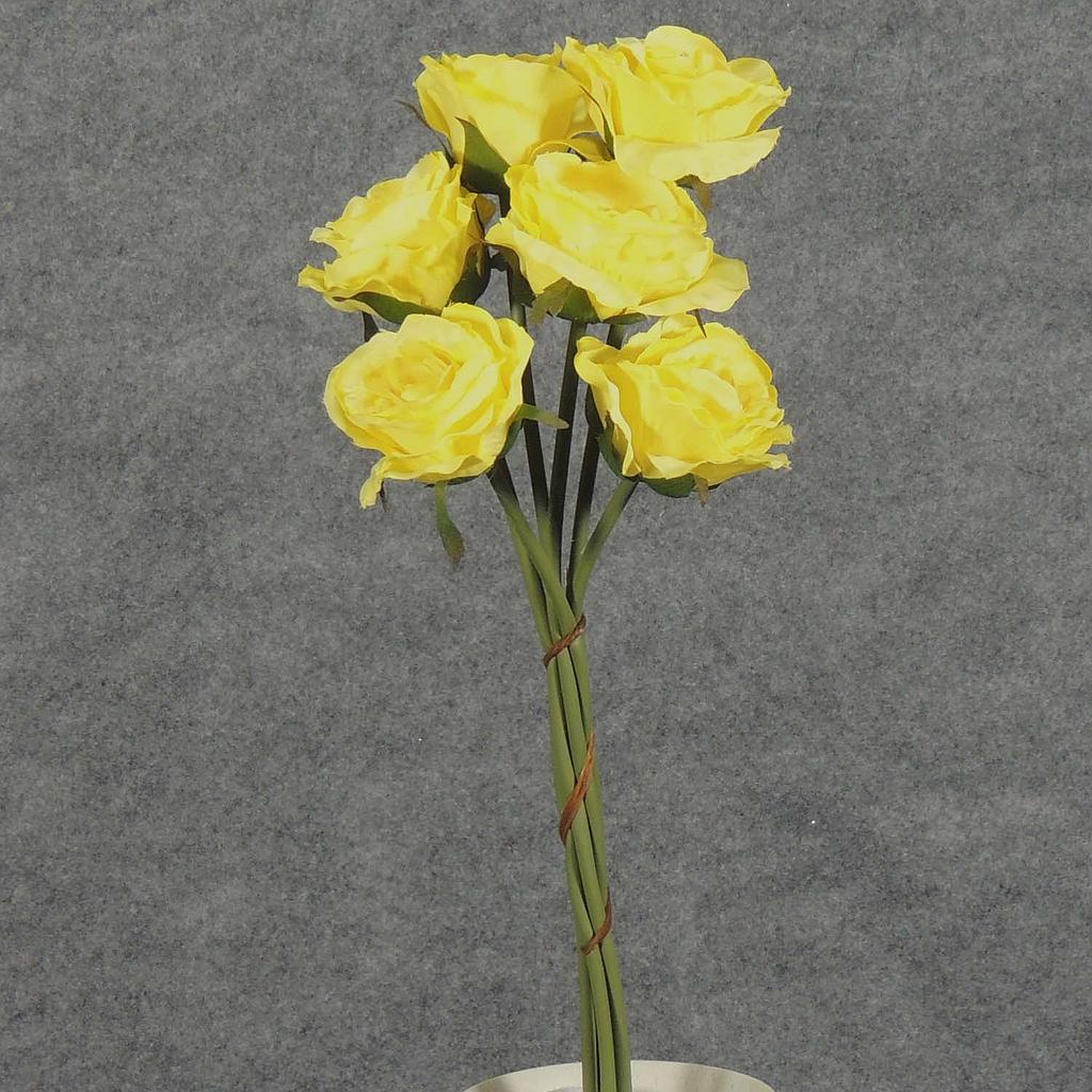 [S6859-YEL] 14" ROSE OPEN BUNDLE X6 YELLOW