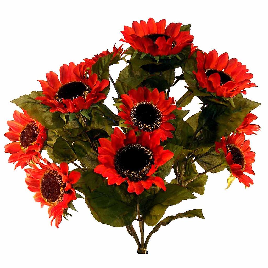 SUNFLOWER BUSH X12  RED 21"