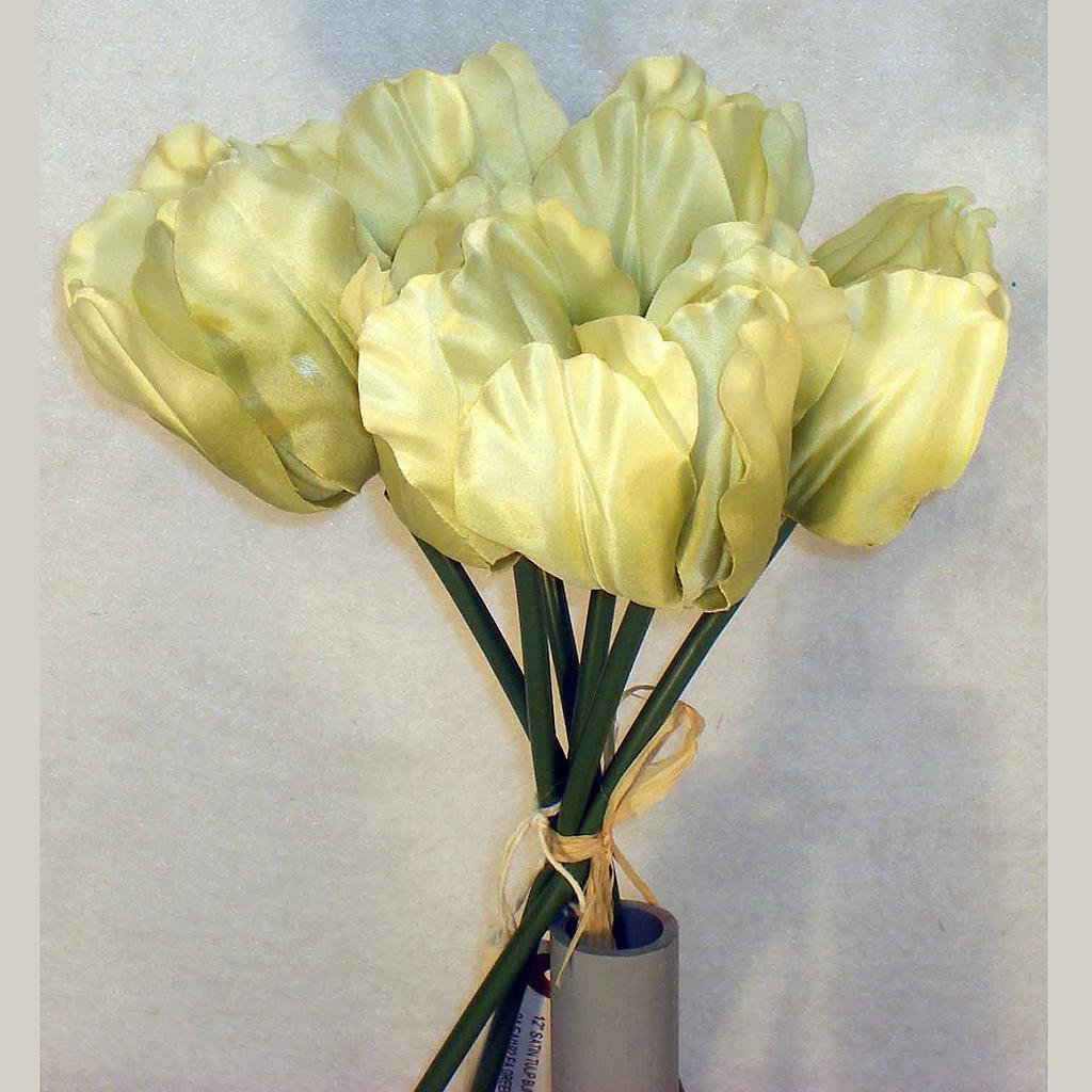 [S4929-GRN] 12" TULIP SATIN BUNDLE X6 GREEN