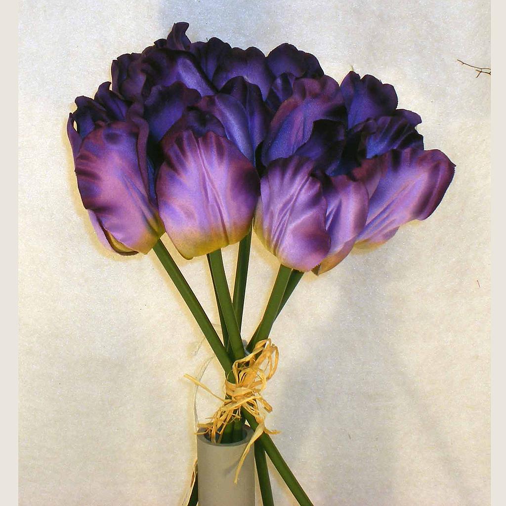[S4929-RPU] 12" TULIP SATIN BUNDLE X6 ROYAL PURPLE