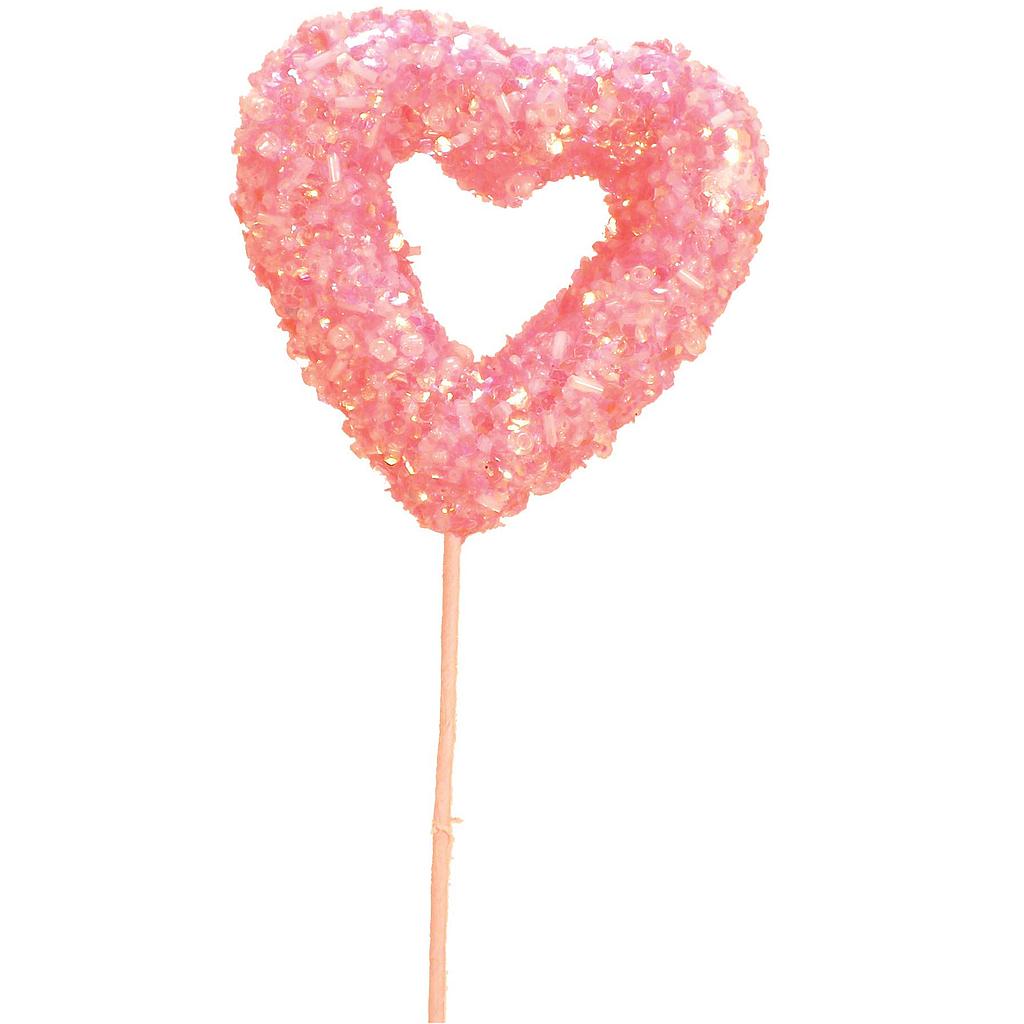 HEART 3.5"OPEN PINK  W/14" PICK SEQUIN