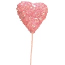 HEART 3"CLOSED PINK  W/14" PICK SEQUIN