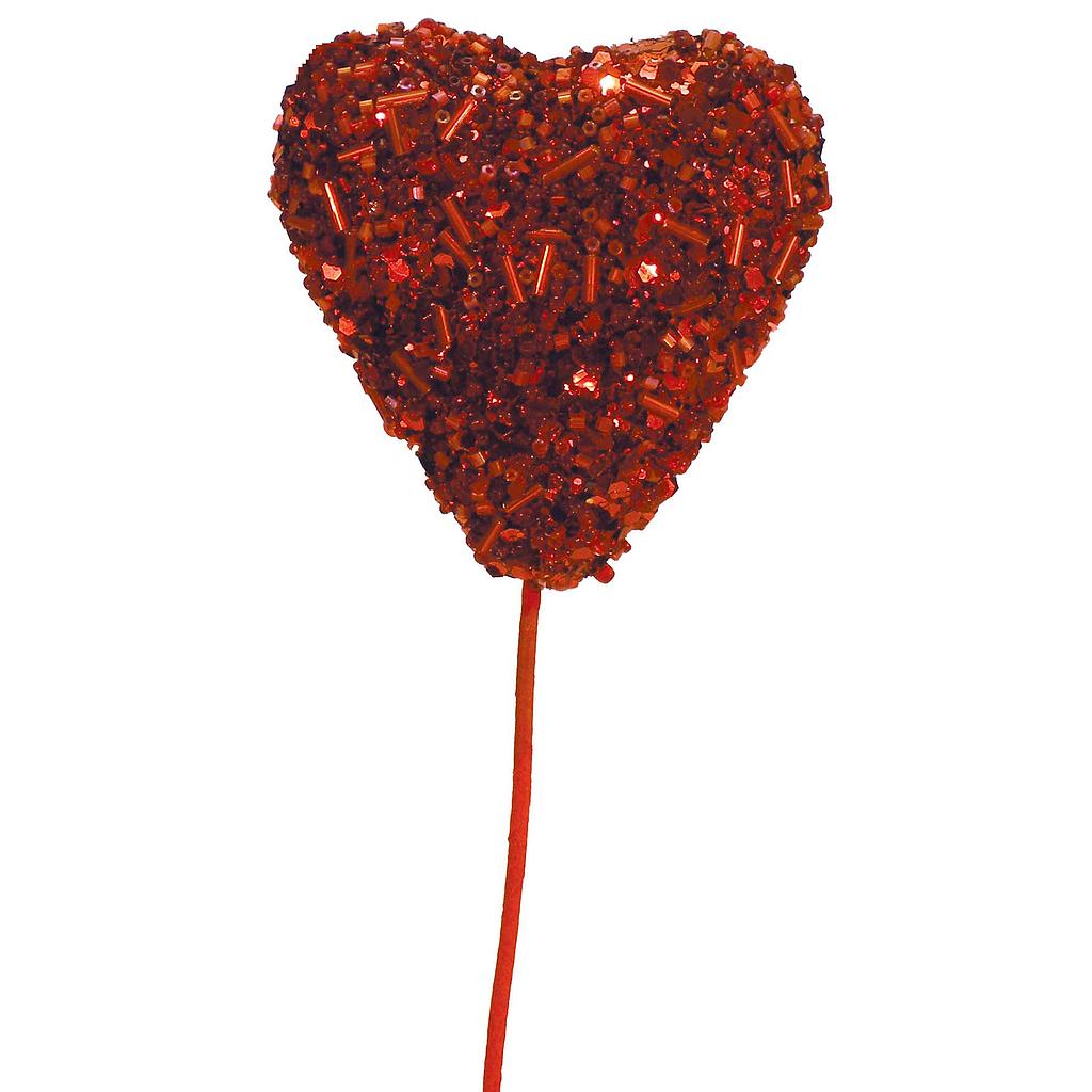 HEART 3"CLOSED RED  W/14" PICK SEQUIN