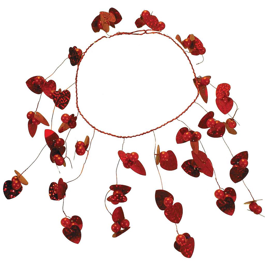 VASE-RED WIRE NECKLACE W/HEARTS