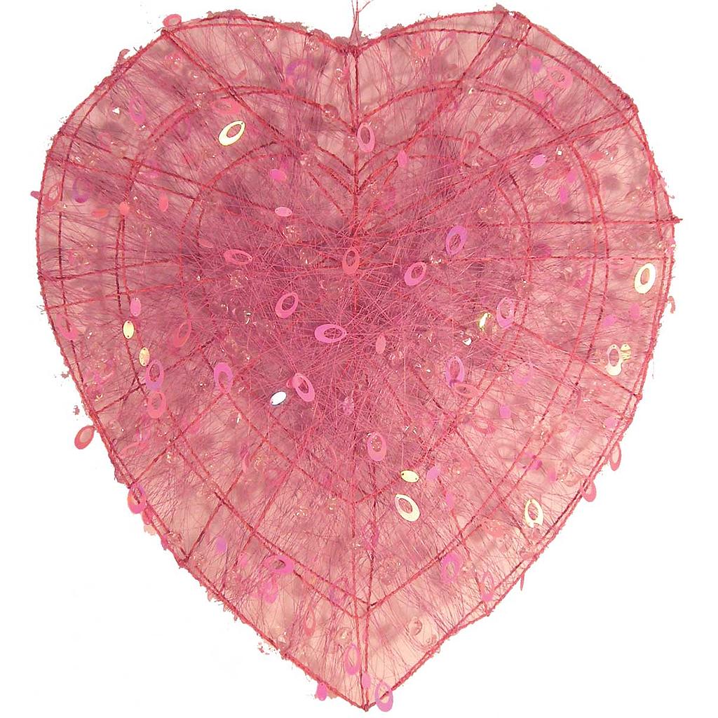 HEART 16&quot;PINK FLAT WIRE DISPLAY