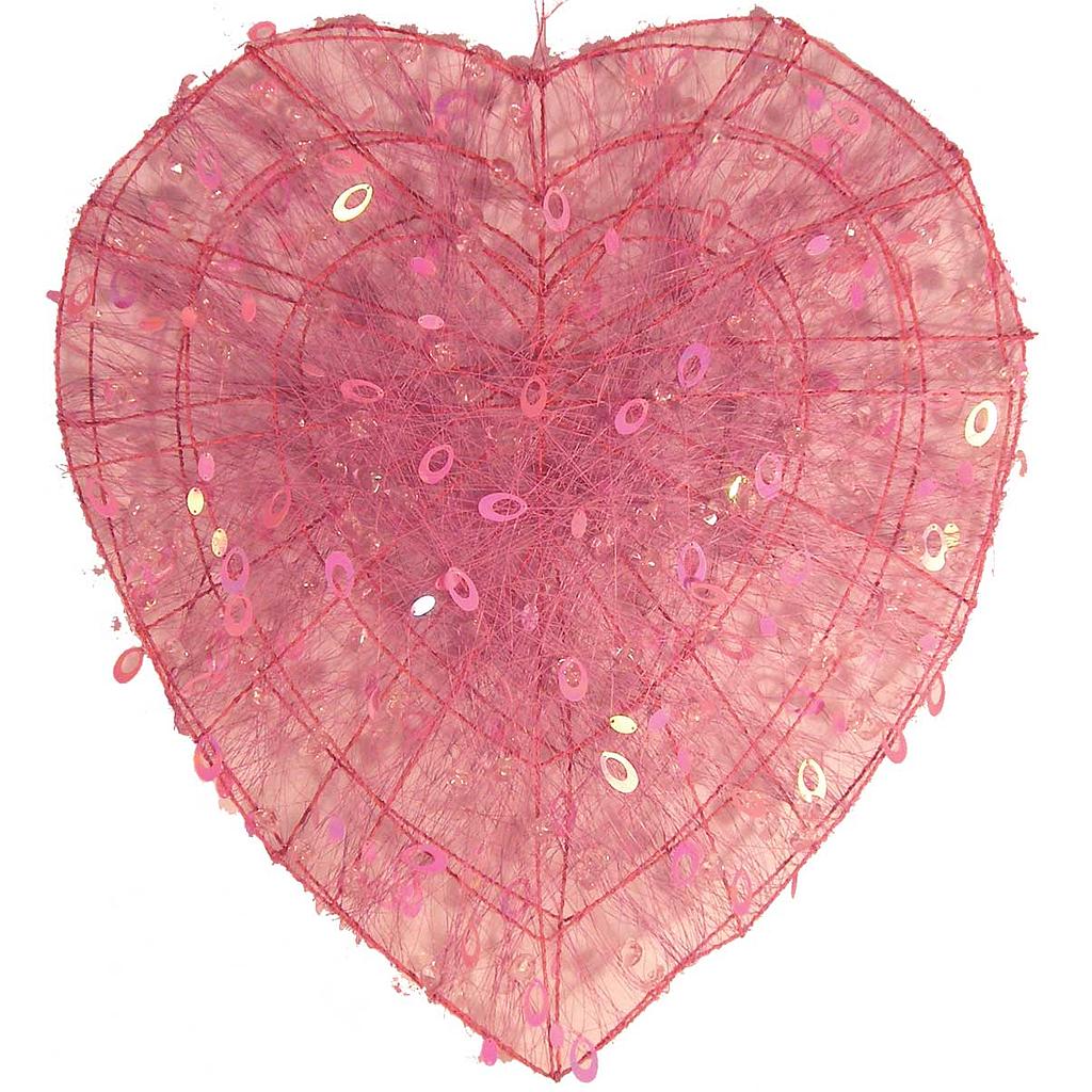 HEART 16"PINK FLAT WIRE DISPLAY
