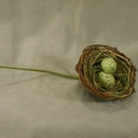 4" NEST TWIG w/2 EGGS & PICK GREEN