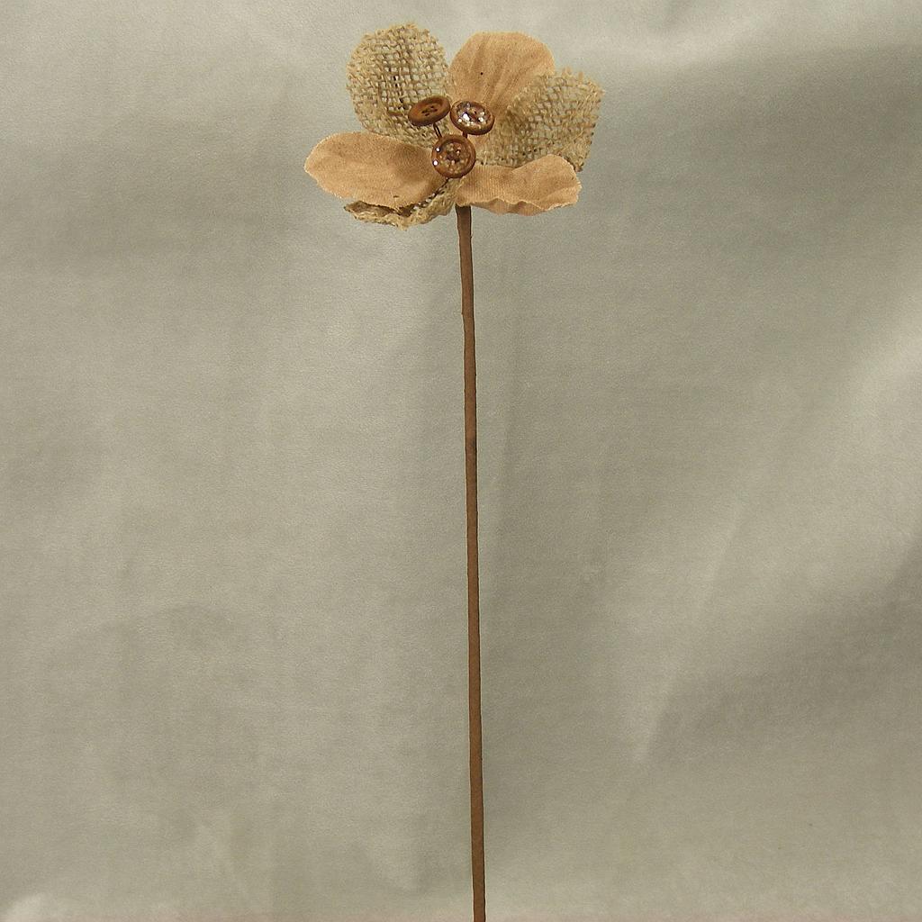 BURLAP FLOWER 4" 17"O.A.L