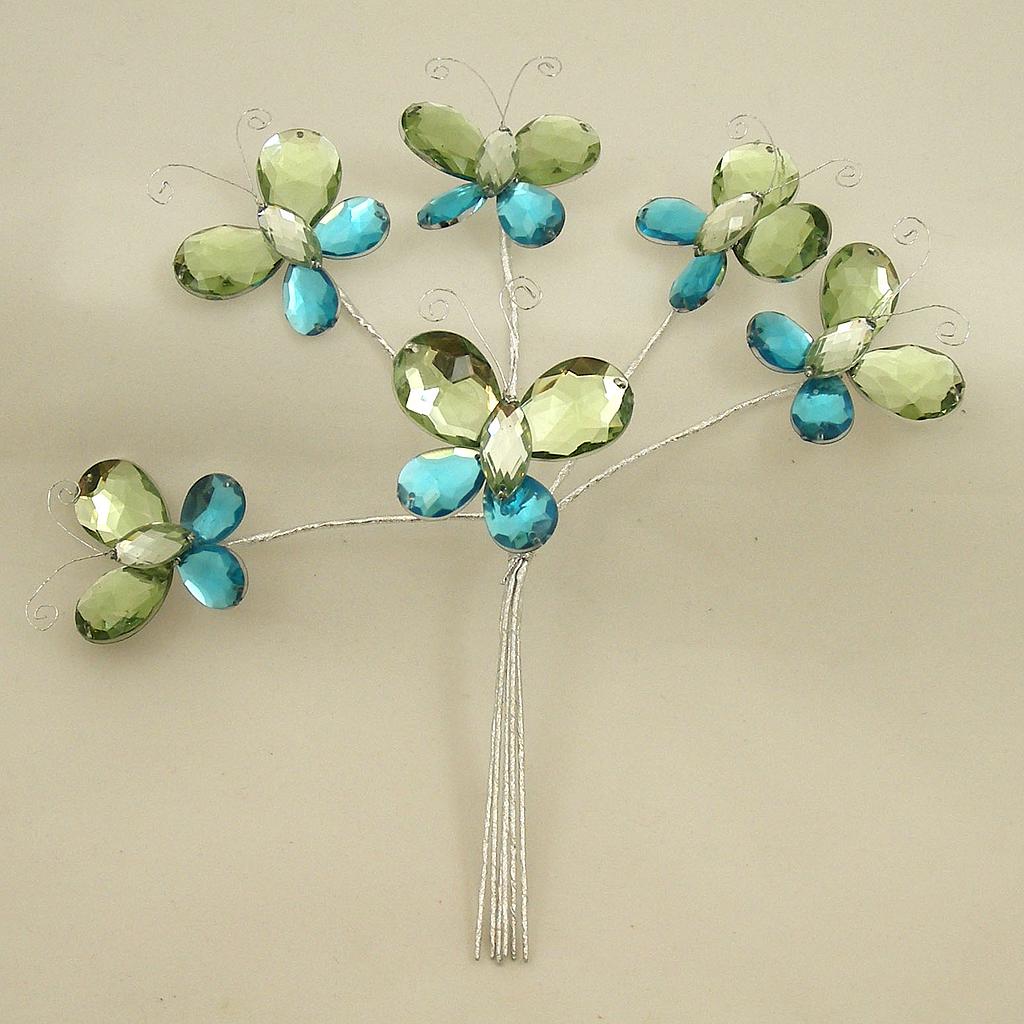 BUTTERFLY ACRYLIC PICK X6 7"  BURGUNDY/GREEN