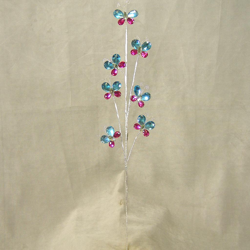 BUTTERFLY ACRYLIC SPRAY 26"  BLUE/FUCHSIA