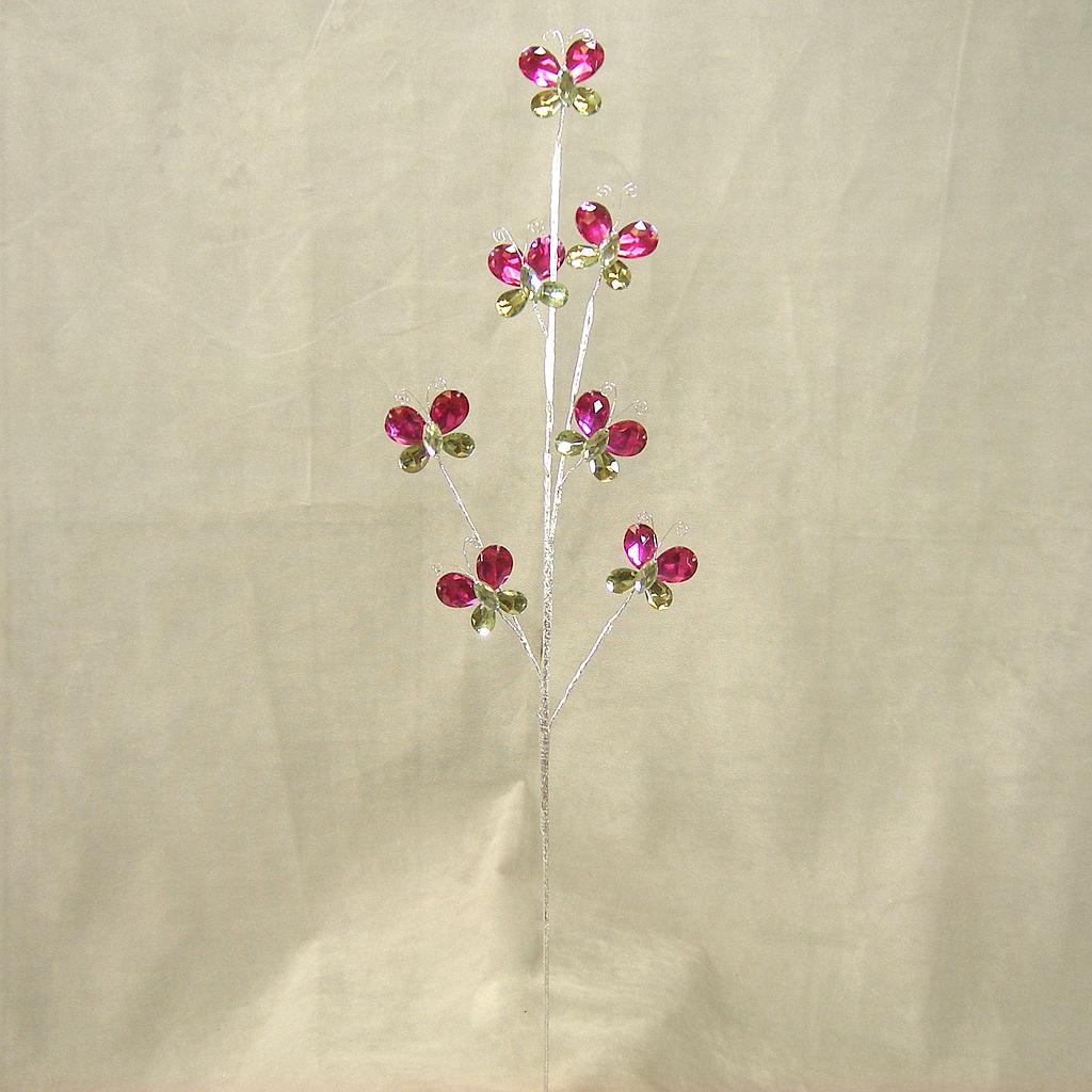 BUTTERFLY ACRYLIC SPRAY 26"  FUCHSIA/GREEN