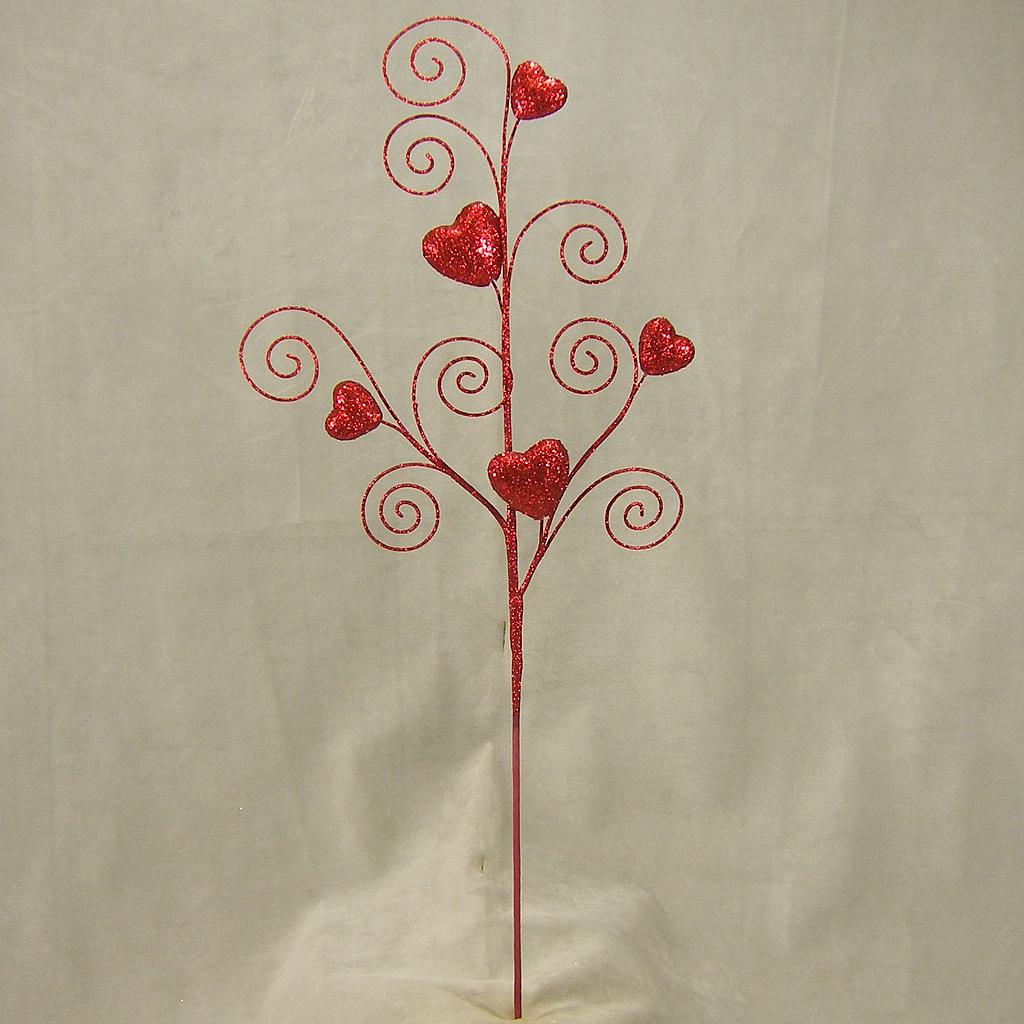 HEART CURLY SPRAY 28" RED