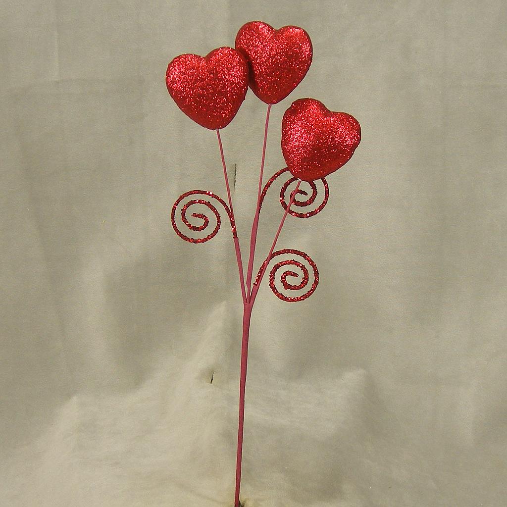 HEART CURLY PICK  16" RED