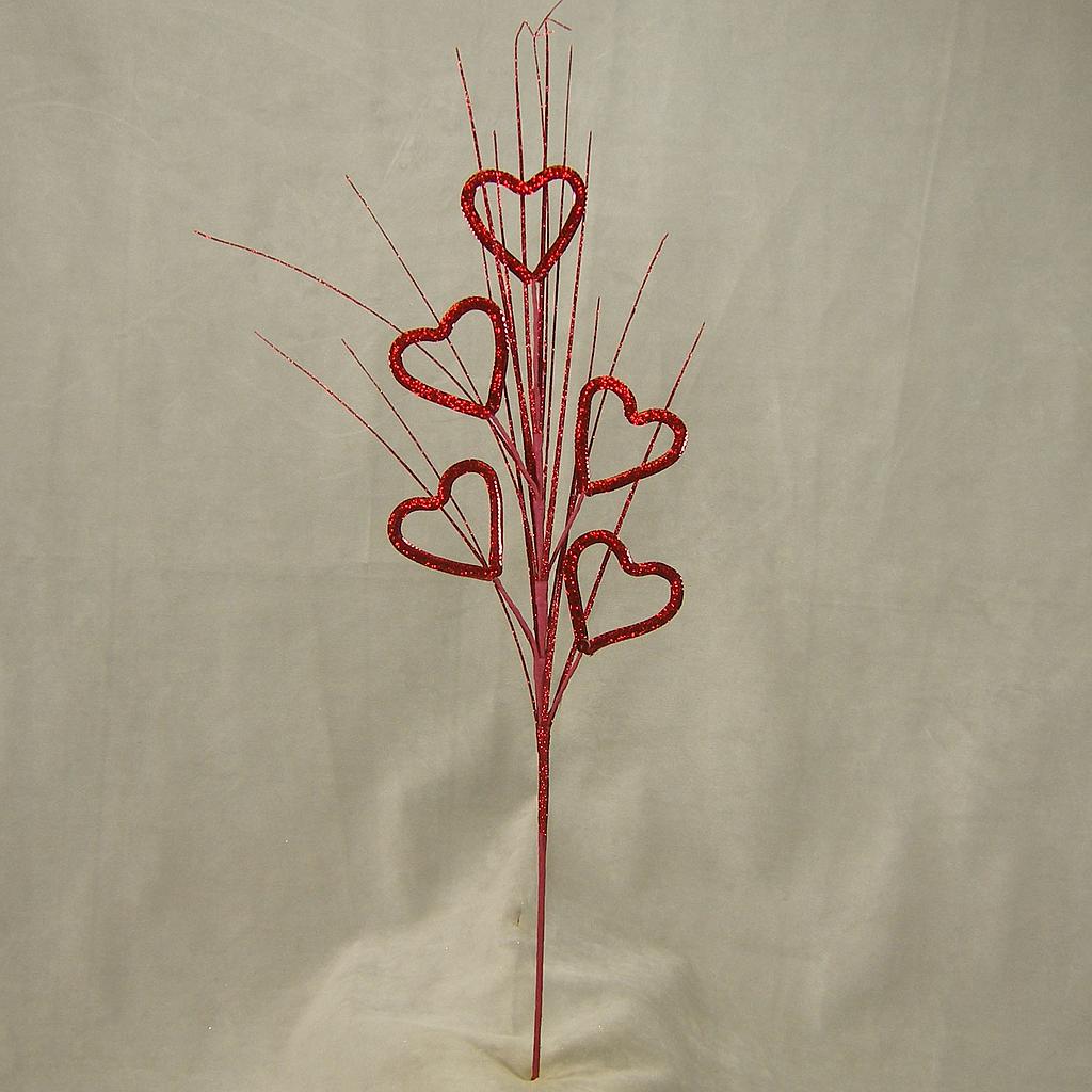 26" HEART SPRAY W/GRASS RED