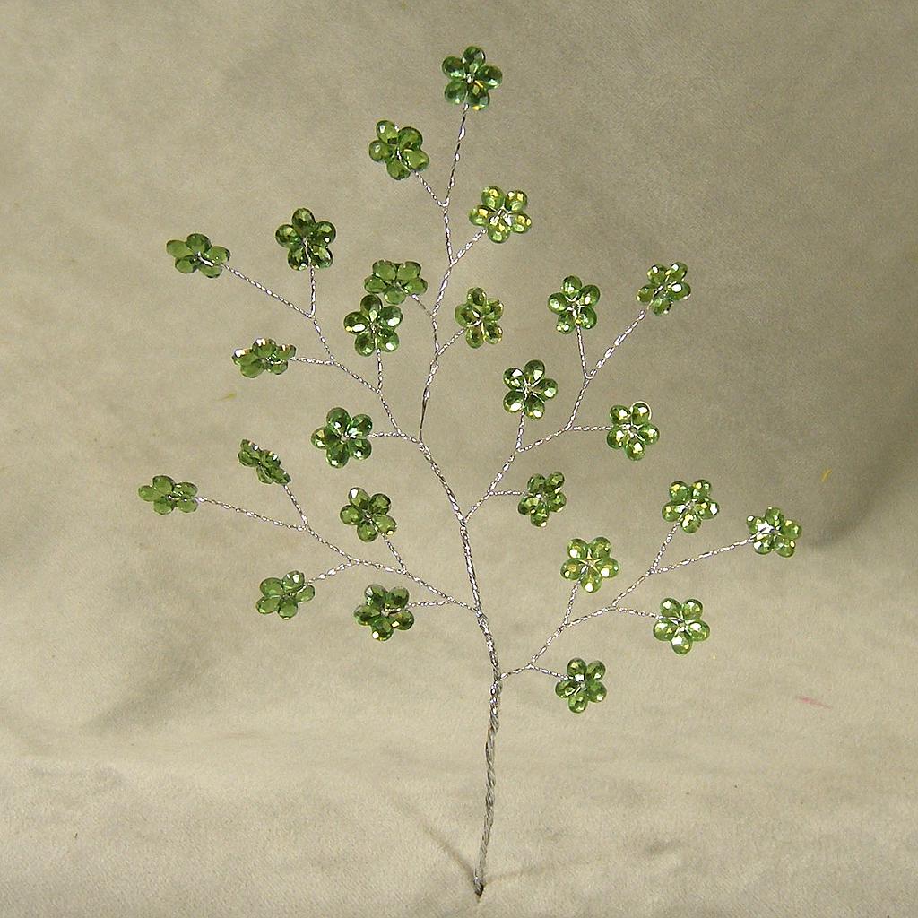 8" JEWEL FLOWER PICK GREEN