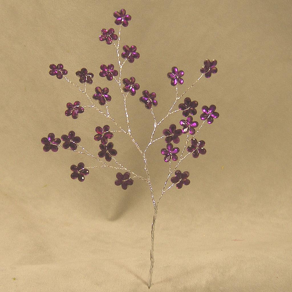8" JEWEL FLOWER PICK PURPLE