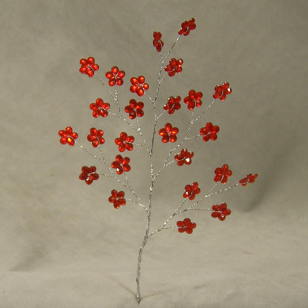 [SA4082-RED] 8" JEWEL FLOWER PICK RED