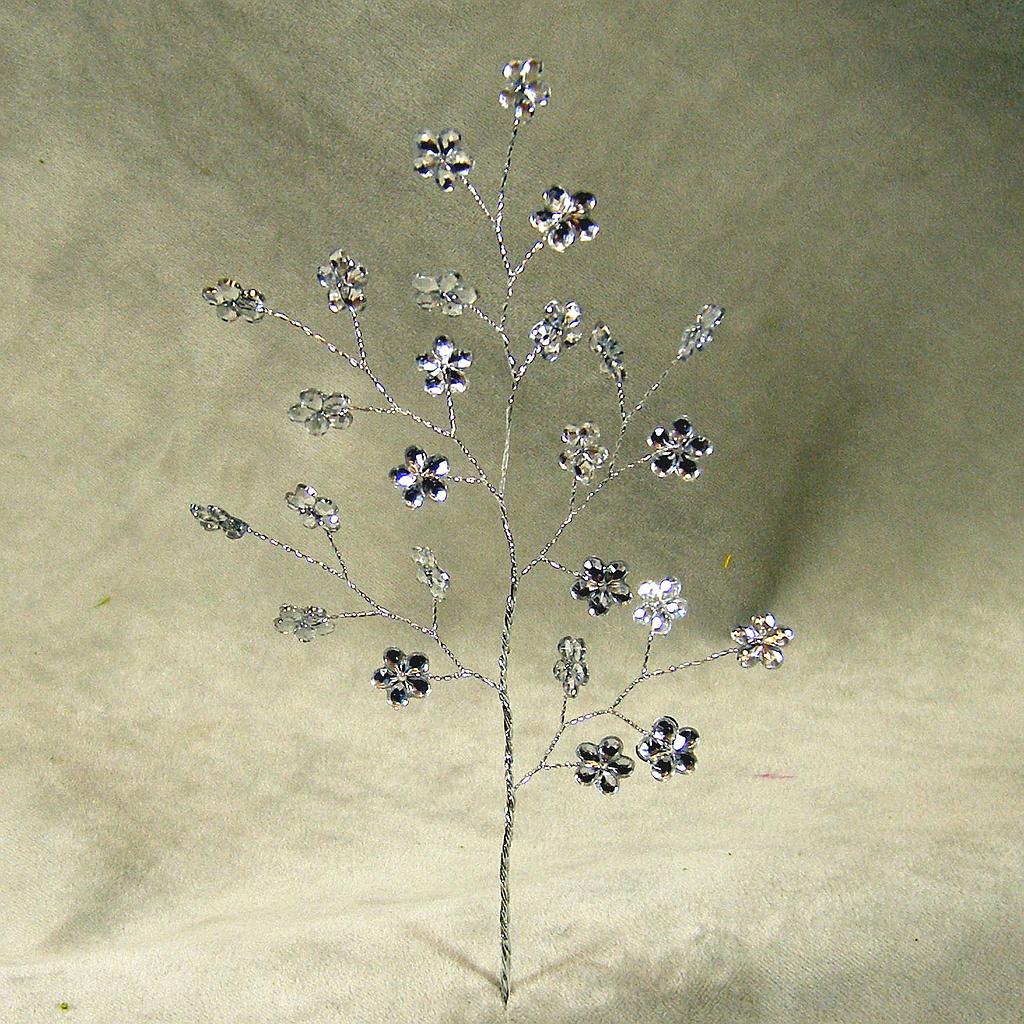 [SA4082-SIL] 8" JEWEL FLOWER PICK SILVER