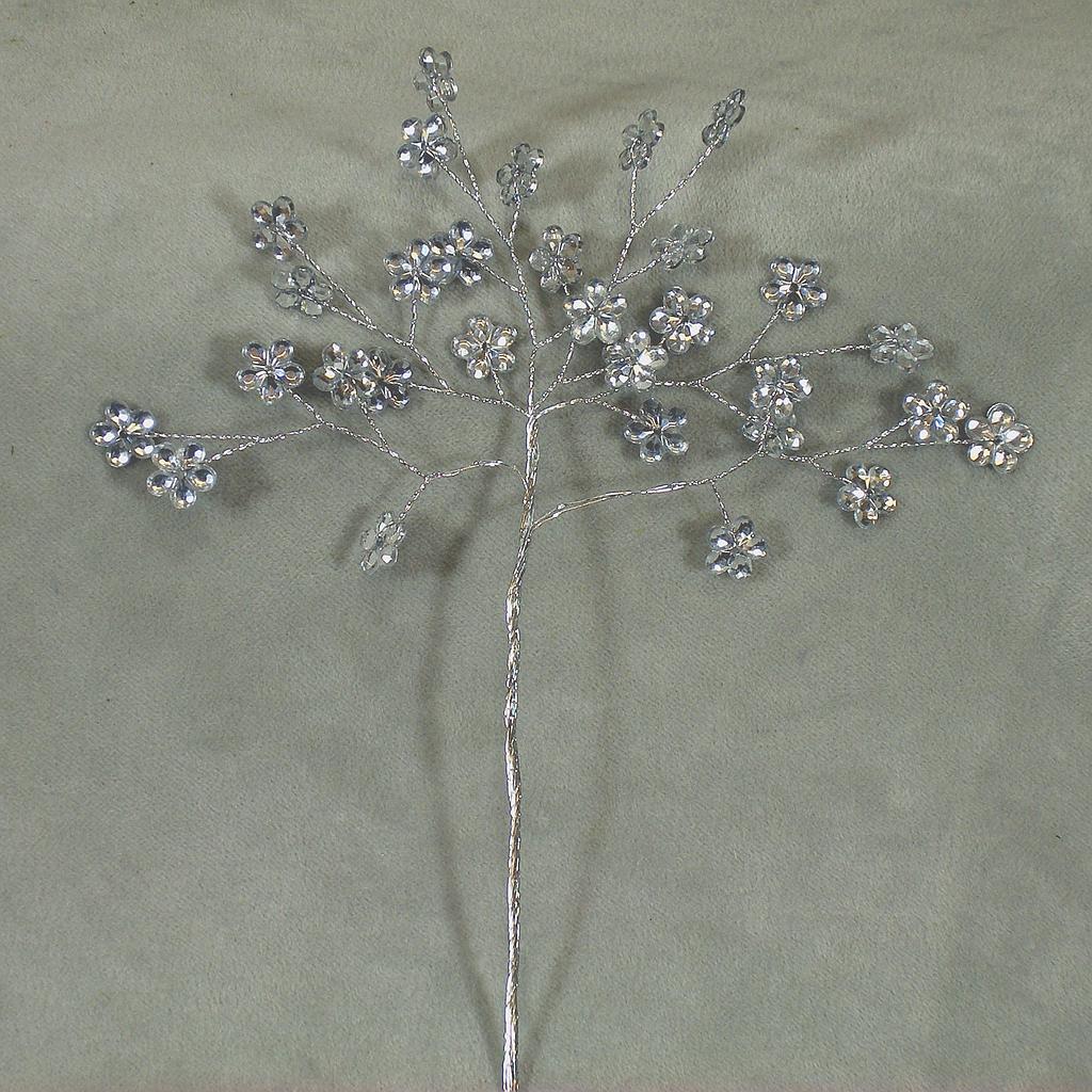 [SA4083-SIL] 6.75" JEWEL FLOWER PICK SILVER
