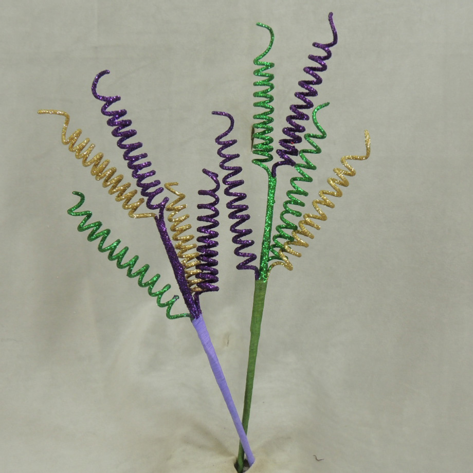 [SA4108-6-MAR] 16" SPRING CURLY SPRAY X5 6/BAG MARDI GRAS 2-AST