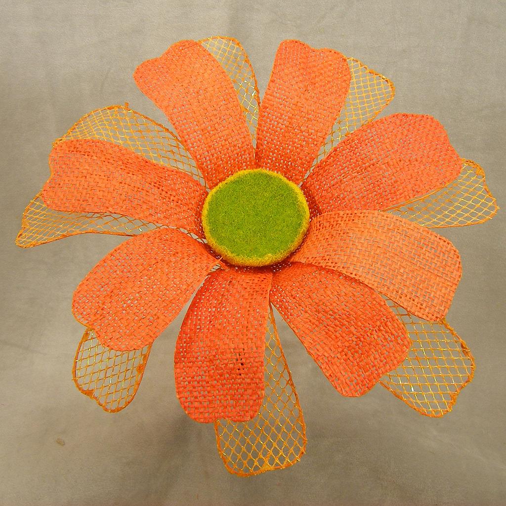 [SA4116-ORG] 12" DAISY BURLAP PICK ORANGE