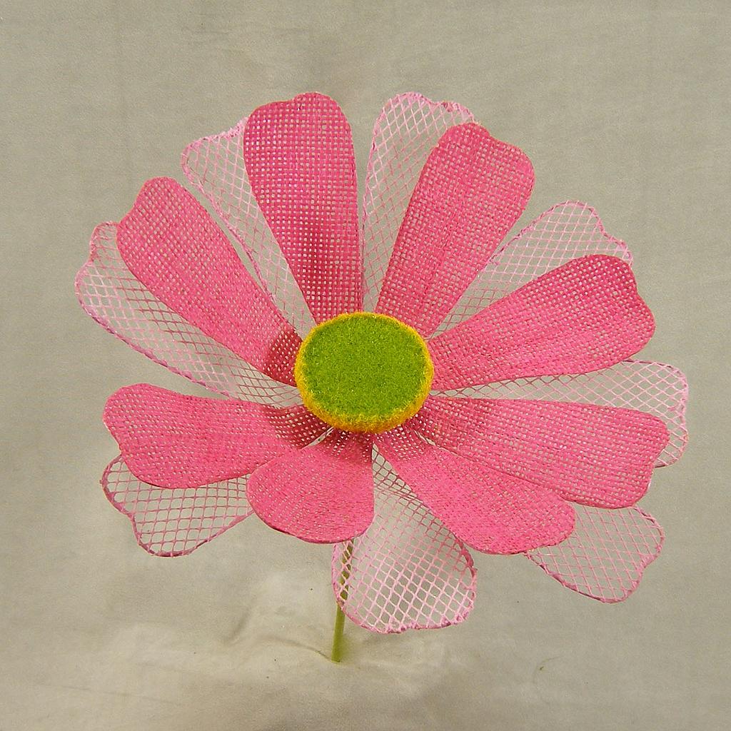 [SA4116-PNK] 12" DAISY BURLAP PICK PINK