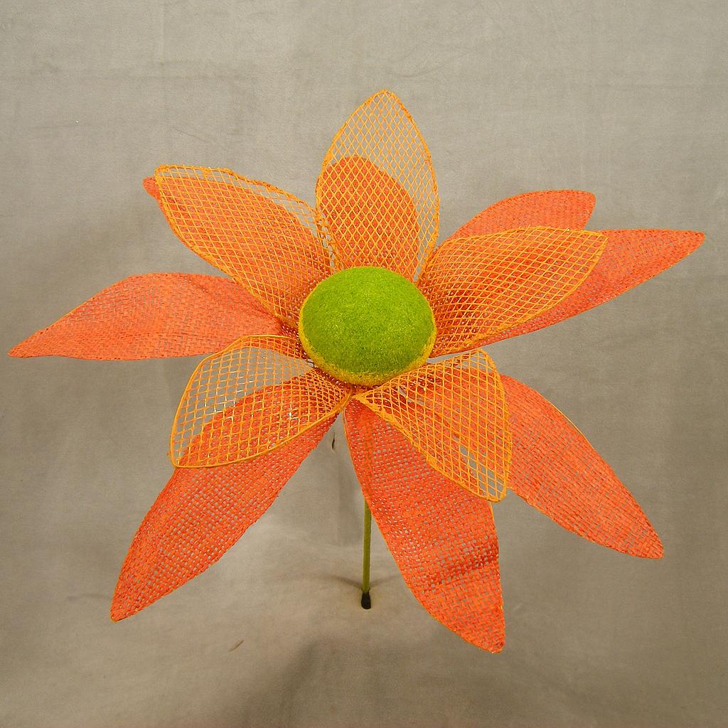 16" DAISY BURLAP PICK ORANGE