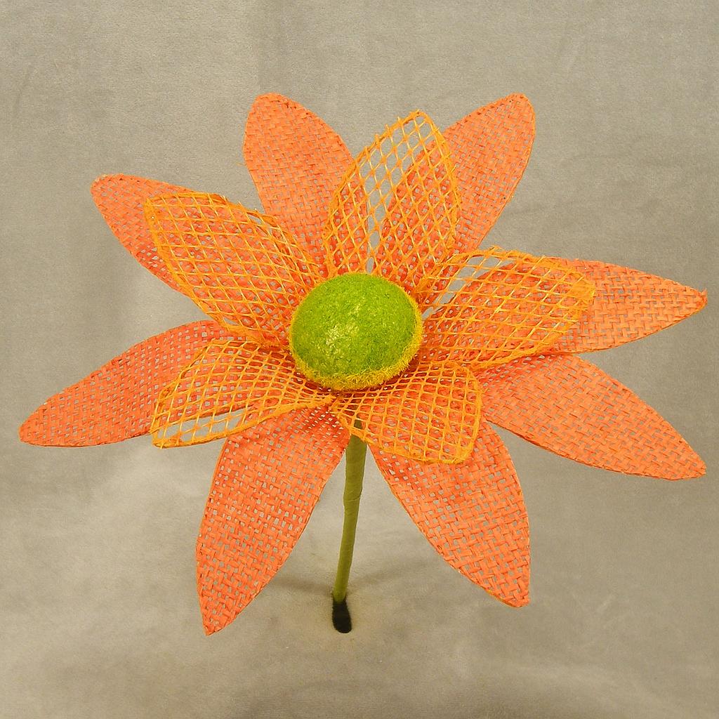 [SA4120-ORG] 8" DAISY BURLAP PICK ORANGE
