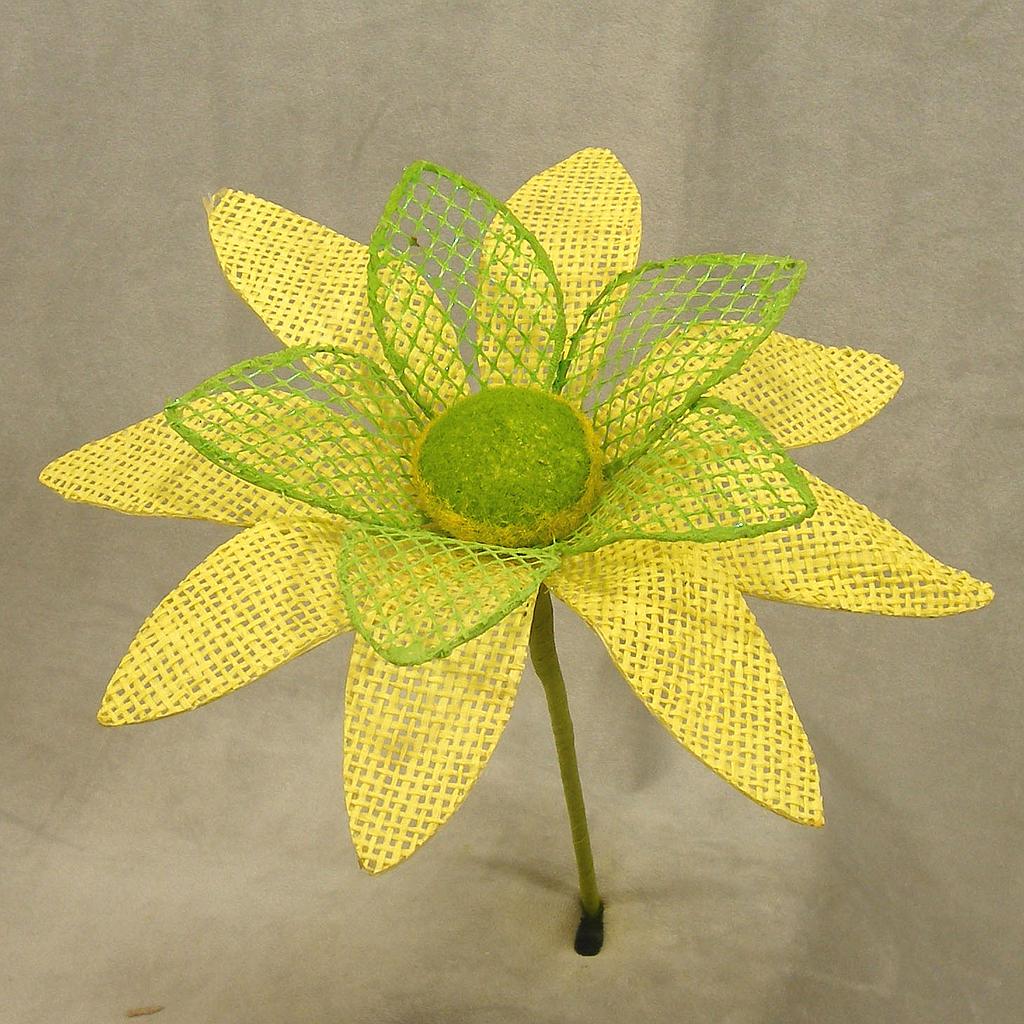 DAISY 8" BURLAP PICK  YELLOW/GREEN