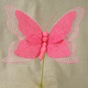 9" BUTTERFLY BURLAP PICK FUCHSIA