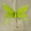 9" BUTTERFLY BURLAP PICK GREEN